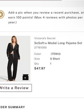 Victoria's Secret Black Dot SoSoft™ Modal Long Pajama Set 
Size XS SHORT